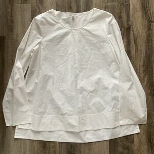 COS White Crew Neck Long-Sleeve Blouse 100% Cotton
